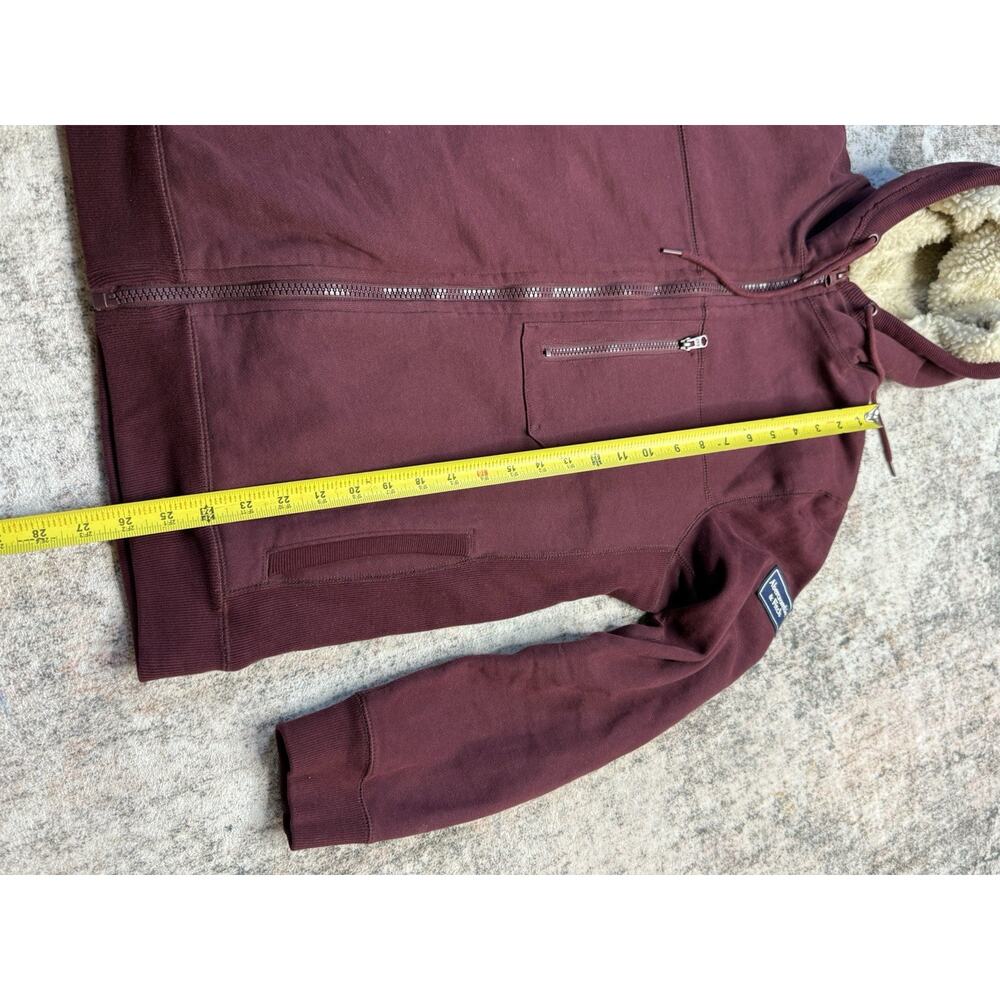 ABERCROMBIE & FITCH SHERPA LINED FULL ZIP HOODIE SWEATSHIRTS BURGUNDY MENS SZ M - Picture 7 of 11